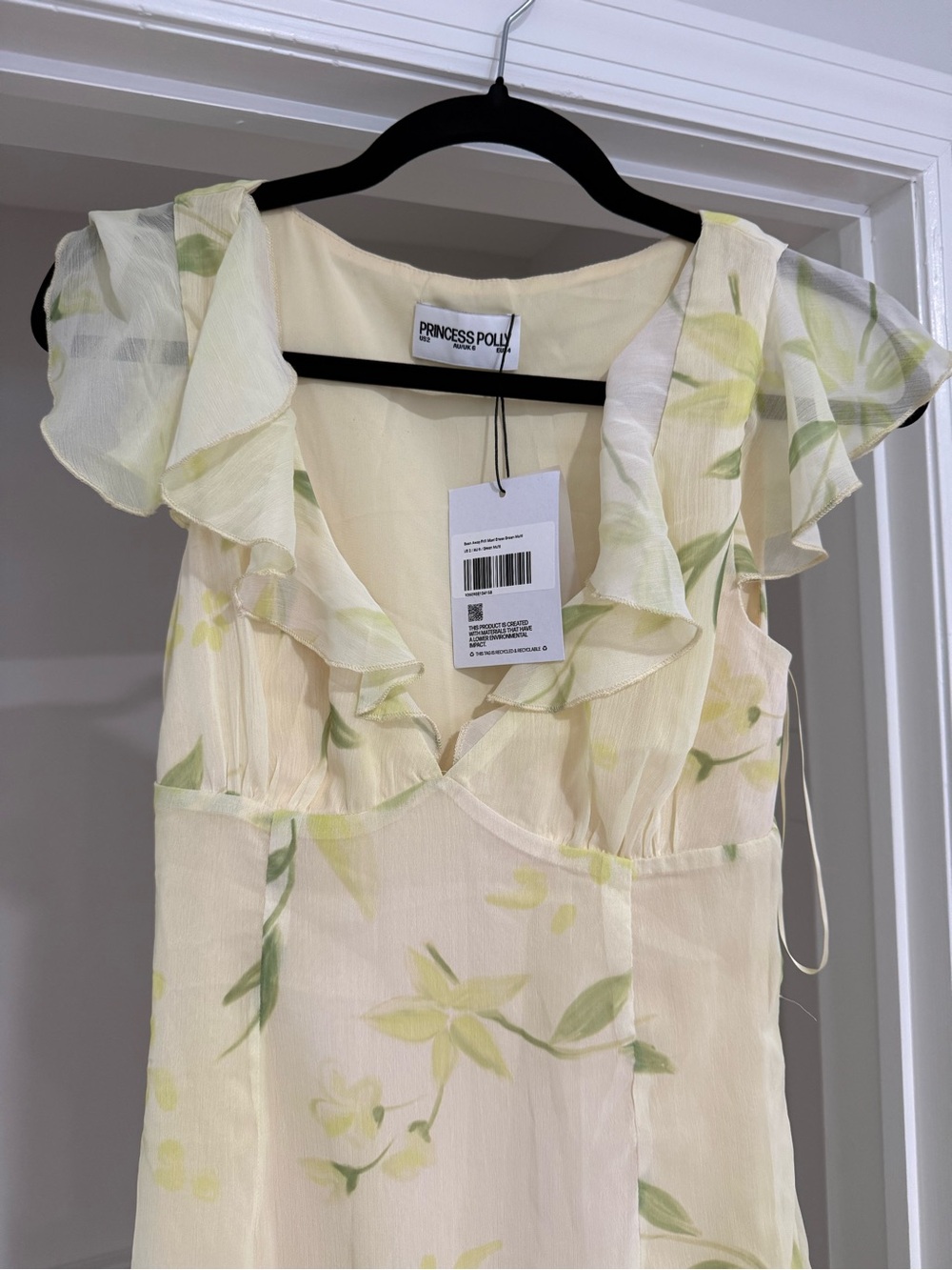 Princess Polly Light Yellow Floral Ruffle Dress